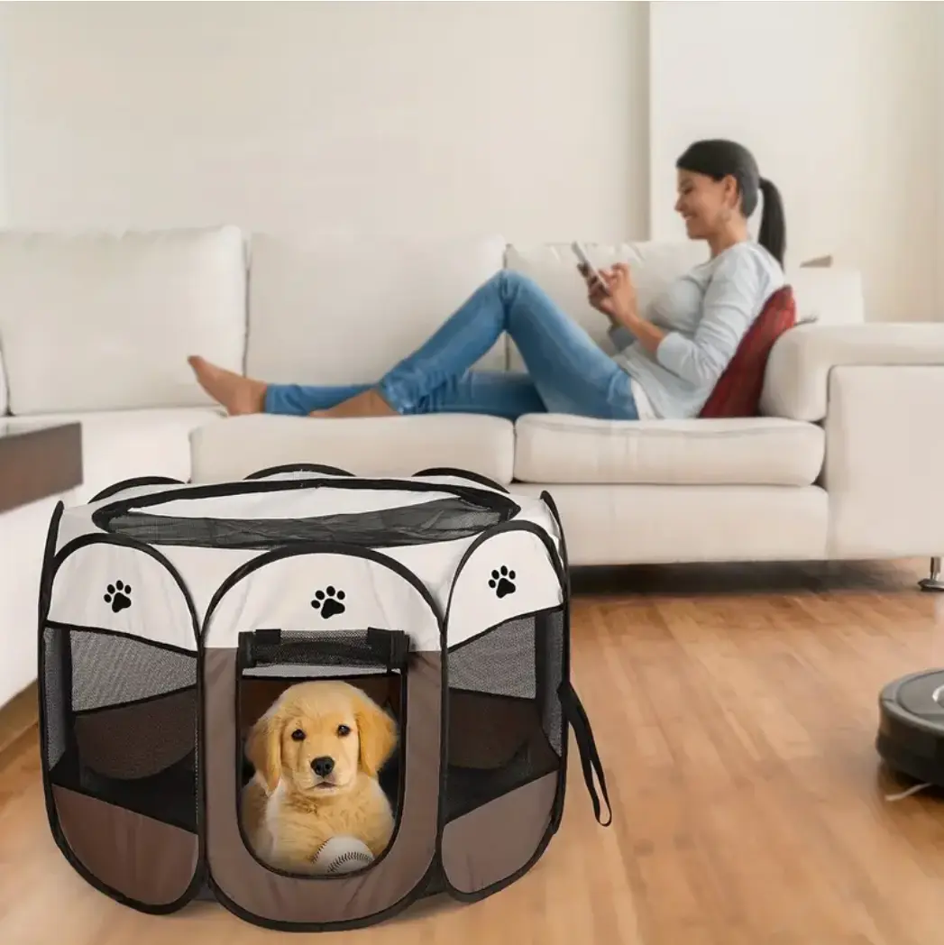 Octagonal Pet Fence Pet Tent Oxford Cloth Scratch-resistant Foldable Dog Cage Cat Delivery Room Kennel Cat Bed for All Seasons, Suitable for Puppies/cats Indoor And Outdoor Travel And Camping Use