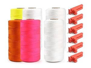 7200FT Line Nylon String#18 Braided Yellow - Construction String with Line Block for Plants Camping Gift Wrapping Masonry Projects