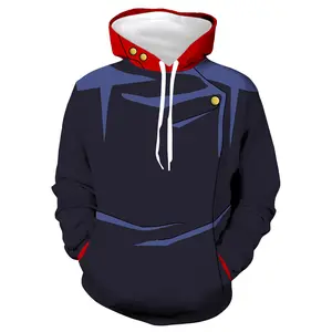 Men's Jujutsu Kaisen Anime Hooded Sweatshirt, 3D Graphic Print Long Sleeve Pullover for Cosplay and Sports