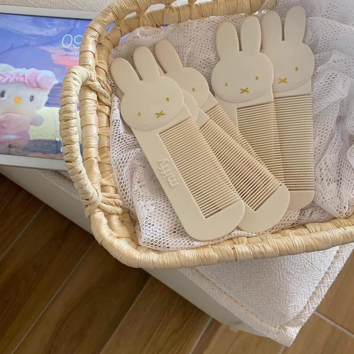 Kawaii Anime Miffy Rabbit Comb Cute Cartoon Portable Pocket Comb Smooth Hair Anti-static Multi-toothed Bangs Comb Gift for Girls