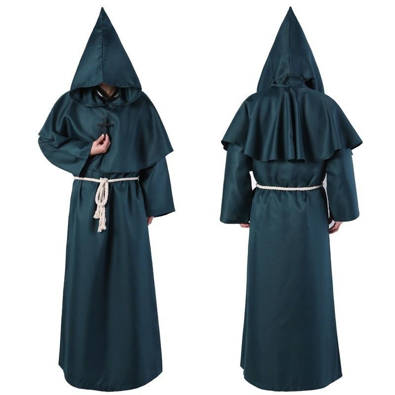 Halloween Cosplay Costume Medieval Monk Robe Wizard Priest Stage Robe