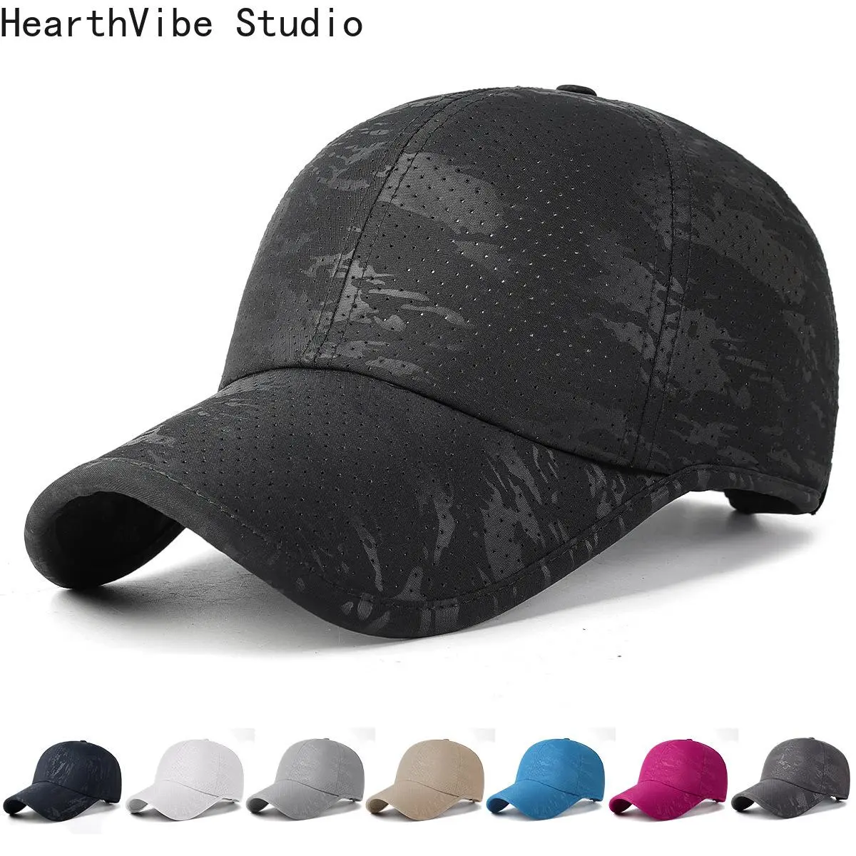 Men's Perforated Baseball Cap with Piped Trim, a Lightweight, Quick-Drying Hat for Outdoor Sports, Sports Outdoor Hats, Lightweight Baseball Cap, Perforated Venting, Sporty Chic