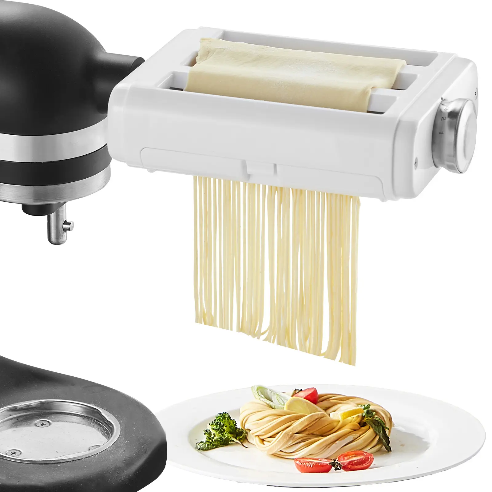 Stainless 3 In 1 Detachable Pasta Attachment for KitchenAid Stand Mixer, 8 Adjustable Thickness Knob Maker, Simple to Use and Clean, Makes Pasta, Easy