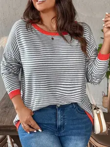 Plus Size Knit Sweater, Loose Fit Pullover, Comfortable and Stylish, Perfect for Daily Wear, Soft and Warm Material, Ideal for Fall and Winter