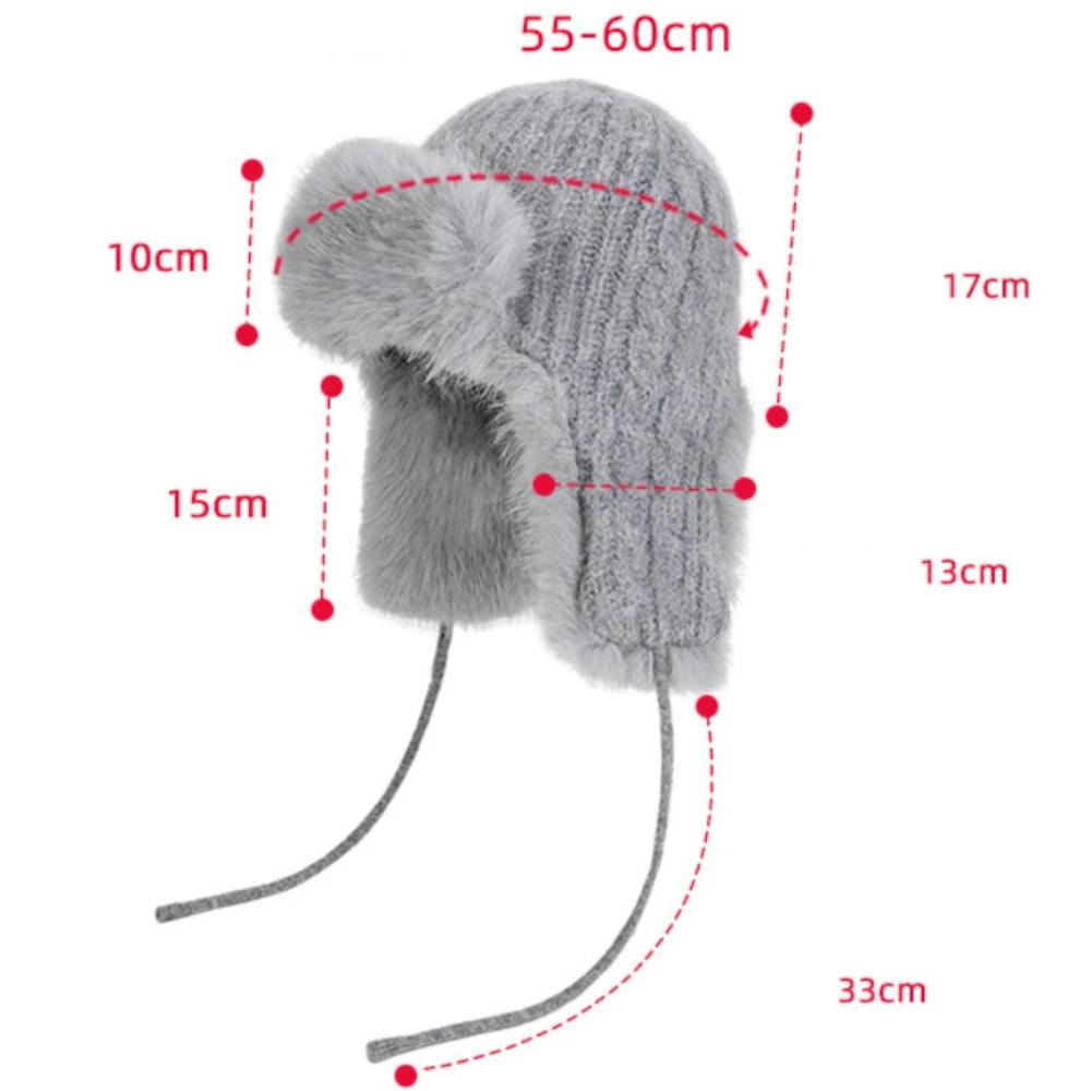 HT4895 Russian Hat New Thick Warm Fluffy Fur Hat Knitted Snow Ski Trapper Earflap Cap Women Winter Hat Ushanka Female Bomber Hat