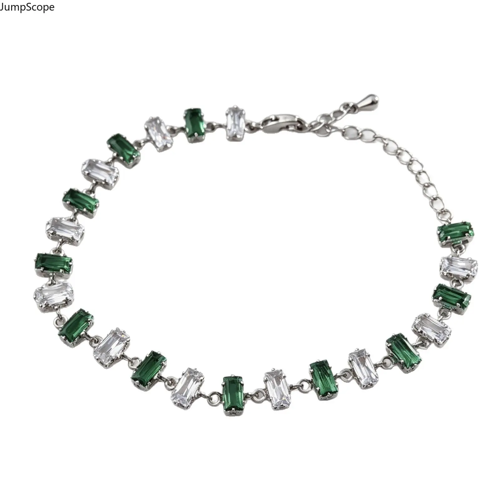 Vintage Green Emerald-Inspired Alternating-Stone MDF-Steel Bracelet for Adult Females, Ideal for Everyday Styling & Formal Occasions, Sentimental Gift