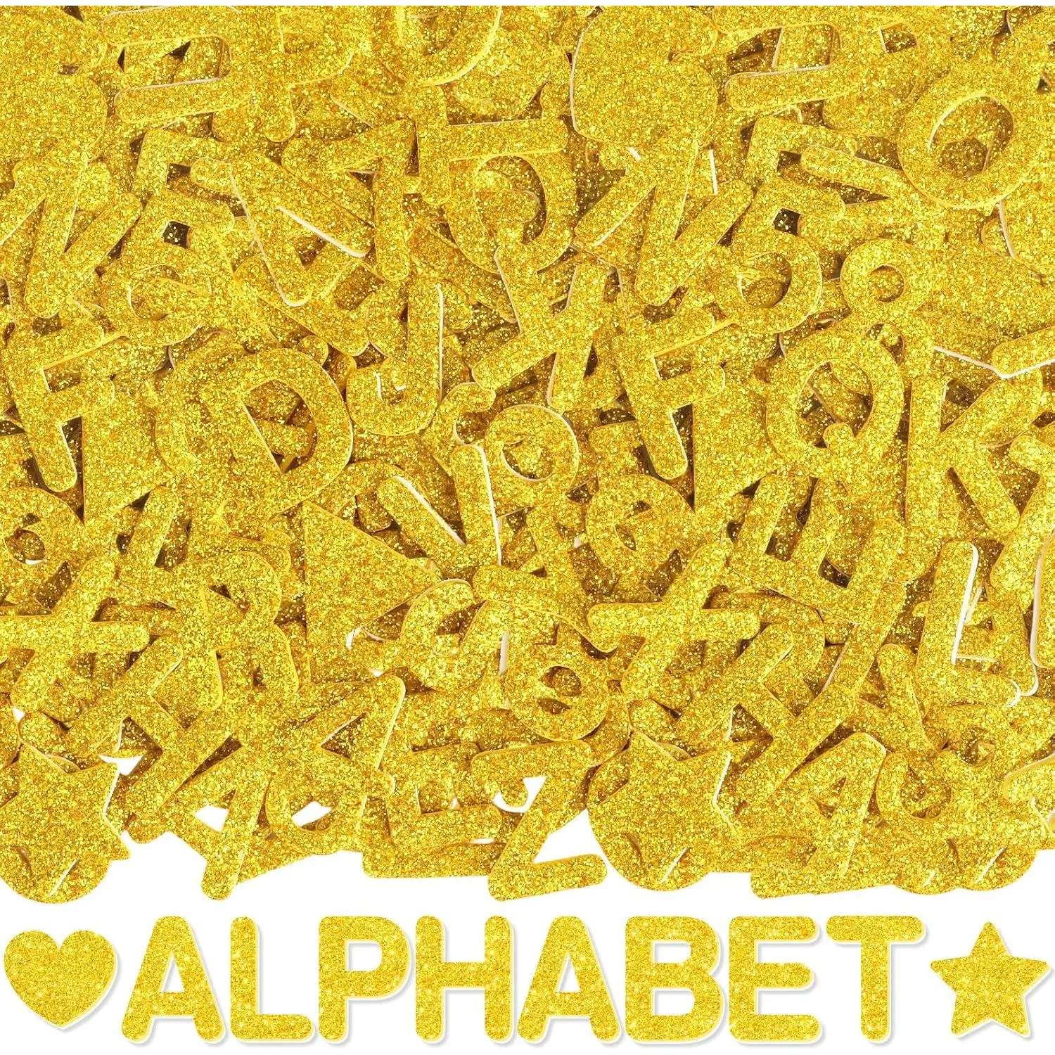 Gold Glitter 3D Self-Adhesive Foam Alphabet Stickers 1568Pcs 1Inch EVA Letter Stickers for DIY Craft Party Classroom Decoration