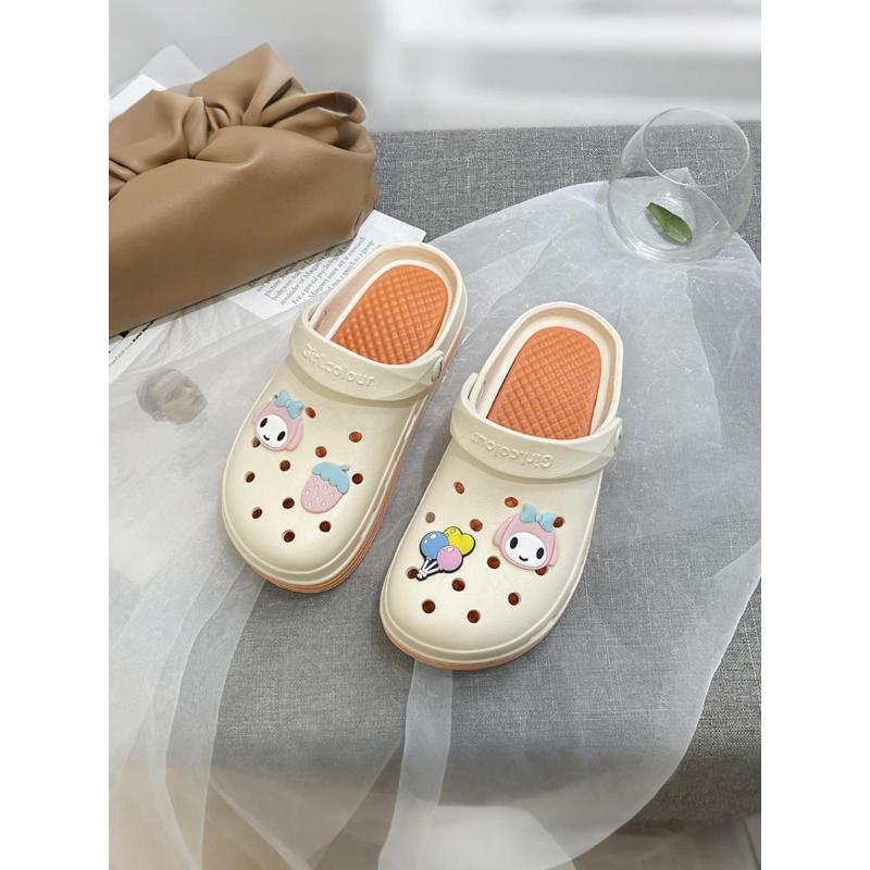 (New)Women's Cute Cartoon Charms Clogs, Casual Comfortable Breathable Platform Non-slip Clogs, Fashionable Shoes for Indoor & Outdoor Wear