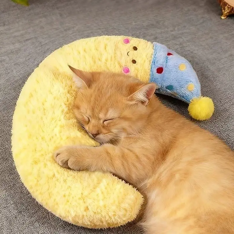 Pet Pillow Cat Toy Dog Toy Moon Cushion, Large Dog Pillow Removable, Comfortable Pet Bed for Cats and Dogs, Ideal Gift for Animal Lovers
