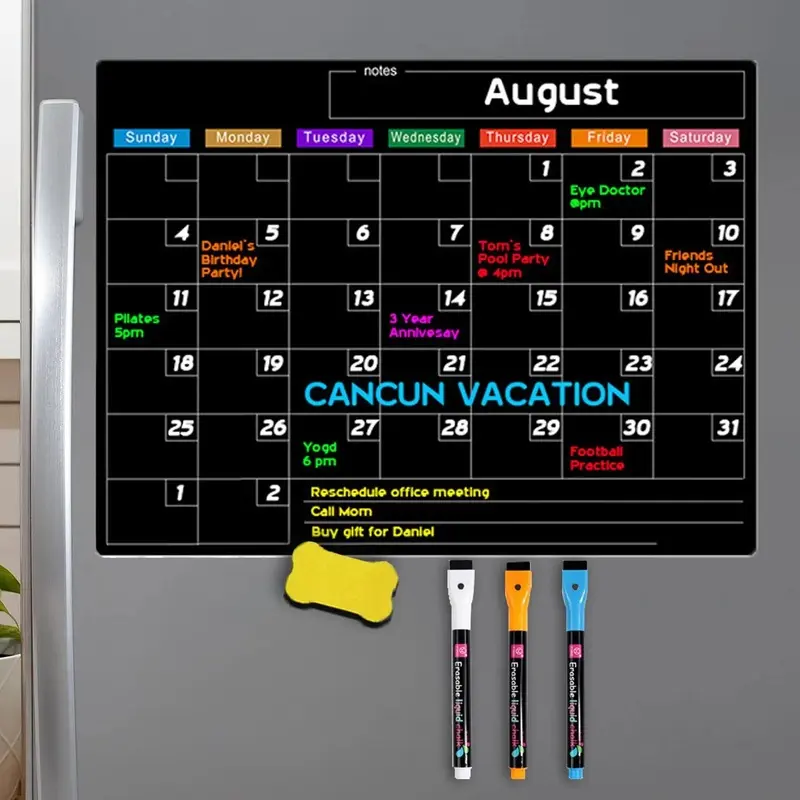 Magnetic Dry-Erase Erasable Calendar for Fridge, Monthly Calendar Board with Dry-Erase Markers & Eraser, Monthly Planner Board, Monthly Budget Board for Home Kitchen, Budget Planner And Monthly Bill Organizer, Complete Set