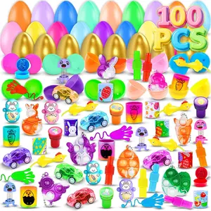 100-Pack Prefilled Easter Eggs with Toys Inside, Custom Treat-Filled Kids' Party Favors, Basket Stuffers & Classroom Prize Supplies, No Warning Applicable