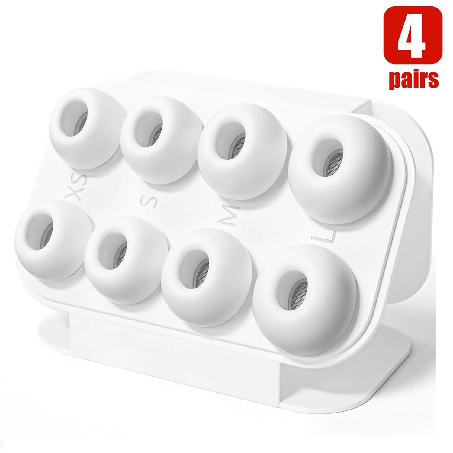 4 pairs silicone Ear Cap, Ear Tips compatible with for AirPods Pro 1st/2nd generation (2019/2022/2023 models), featuring dustproof mesh, available in 4 sizes (XS/S/M/L)