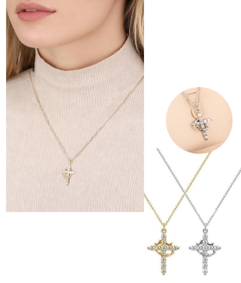GGIRL Simple Crown Cross Pendant Choker Necklace for Women Men Girls Pretty Crown Cross Jewelry Gift for Daily Party Clothing Decor Trendy All match Exquisite Fashion Accessory Fashion Jewelry Gift for Holiday Haul Christmas Birthdays Anniversaries