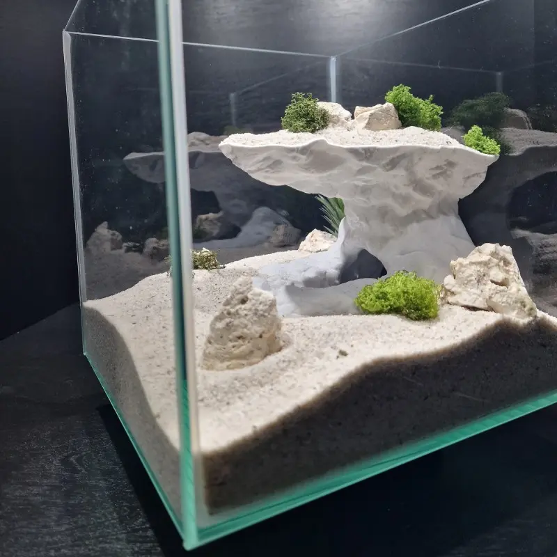 Rock Shape Hollow Aquatic Aquarium Plant Growing Platform, Fish and Shrimp Cave, Amphibian Resting Platform, Water Culture Decor Structure
