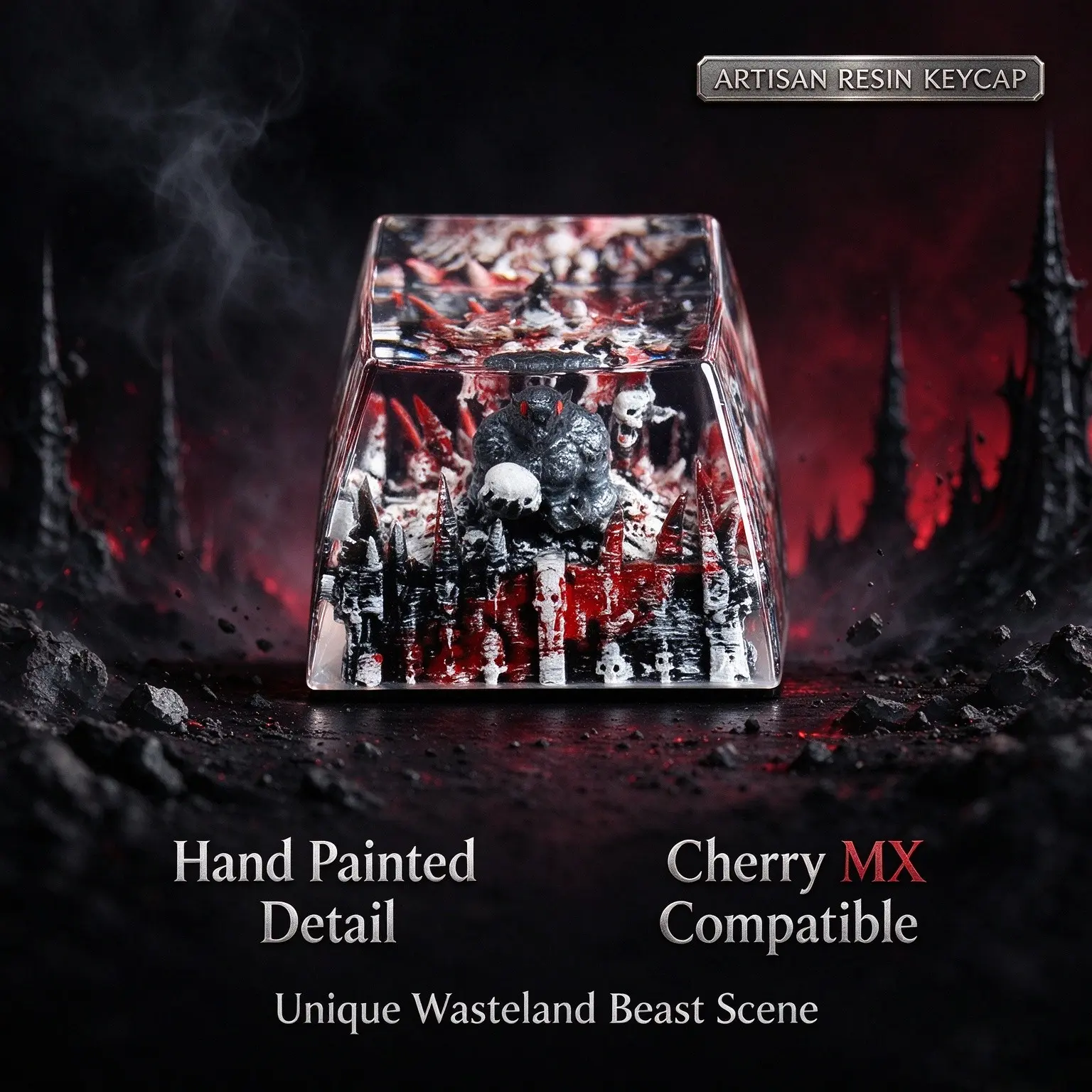 Handmade Resin Custom Keycaps, Hell Wolf Design, Fits Cherry Mx Switches, Unique Fantasy Style, Gaming Keyboard Decor Gift