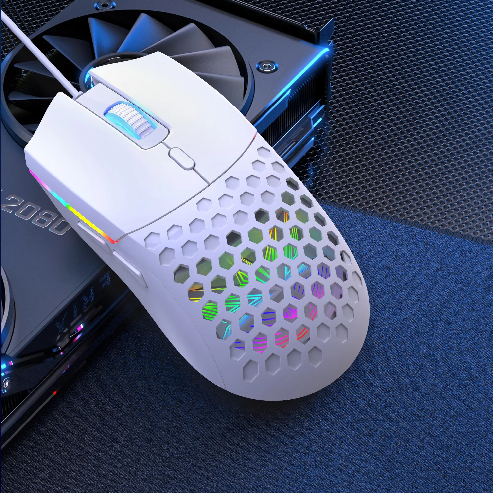 New USB Wired PC Mouse with RGB Backlit Colorful Backlighting, 6 Buttons, Optical Sensor, 6400 Dpi, Right-Handed, Ideal for Home and Office Use