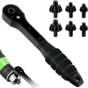 3-in-1 Ratchet Drill Chuck Key Wrench with 2 Sets Sockets, Universal Magnetic Ratcheting Chuck Spanner, Replacement Tool for Drill, Compatible with Most Electric Drills and Power Tools