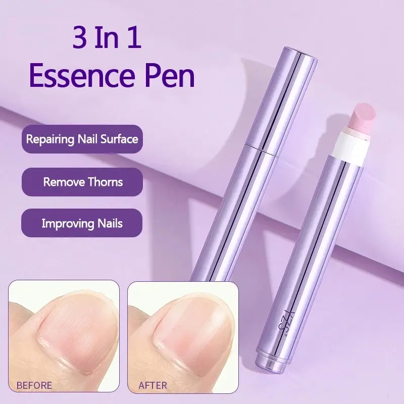 3-in-1 Nail Care Pen Cuticle Oil Repairing Nourishing Nail Essence Pen Anti Breakage Nail Polishing Manicure Tool