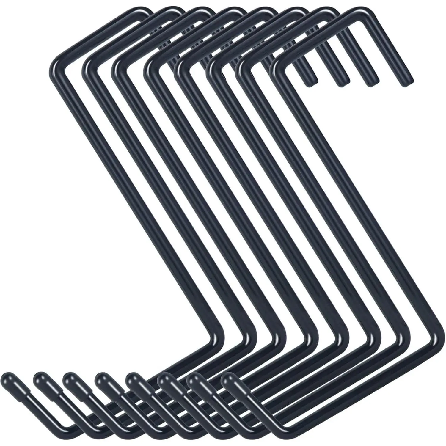 Vinyl Coated Heavy Duty Large Hooks for ,Rafter Hanger Hook,Garage  Hooks,Ladder Hooks Storage Organizer,Large Object,Tools,Hose,Ropes and Pool Equipment Hooks Black 4 Pack