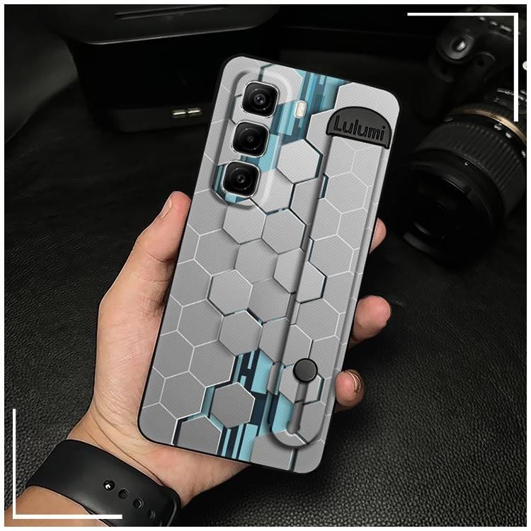 Dirt-resistant Back Cover Phone Case For infinix Hot50 Pro/X6881 Shockproof commerce Plain color masculine Anti-dust geometry Fashion Design simple Phone Holder Waterproof Durable