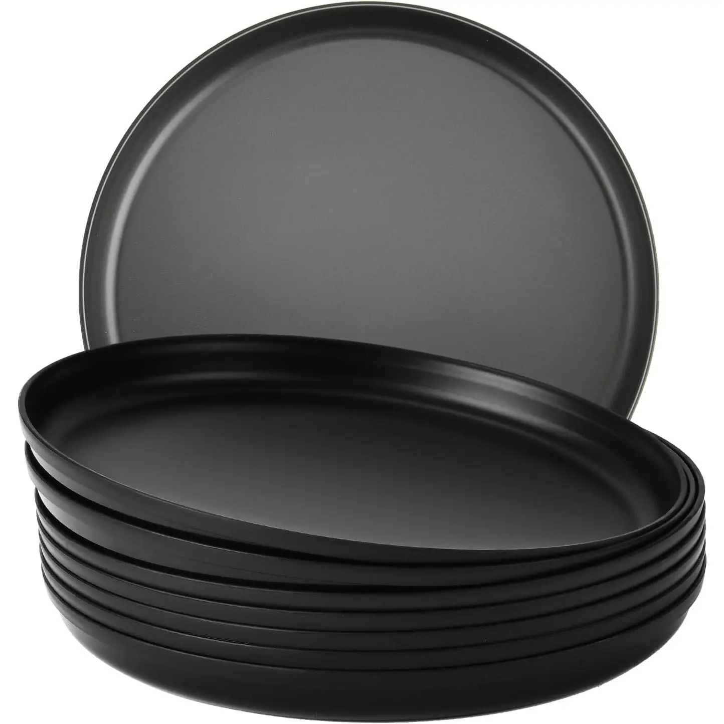 Unbreakable Dinner Plates Set of 8 (7.1-Inch) for Camping & RV Use -  Microwave Safe PP Plastic - Lightweight, , Dishwasher Safe -  for Outdoor, Patio, Everyday Use, Black
