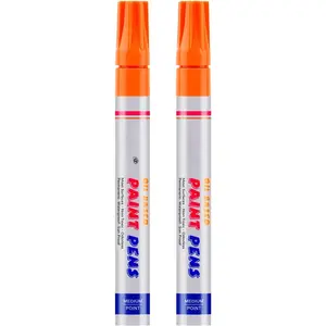 Orange  Markers, 2 Pack Oil-Based  Quick Dry Permanent  Pen Set for Rocks Painting, , Fabric, Plastic, Canvas, Glass, Mugs, Metal, Tire, Stone, DIY Craft
