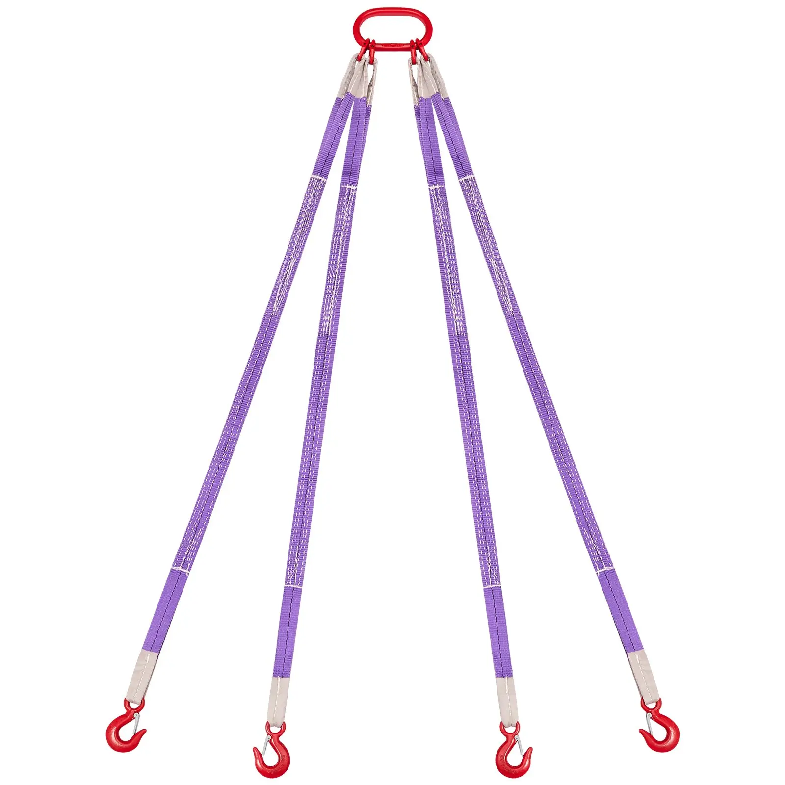VEVOR Industrial 5 ft Heavy-Duty Polyester Lifting Sling Straps, 4-Leg Bridle Sling with High Strength Carbon Steel Security Hooks, 8820 lbs Capacity, 2.6 mm Thick Wear-Resistant Reinforced Stitch Webbing for Heavy Lifts, Rigging Use