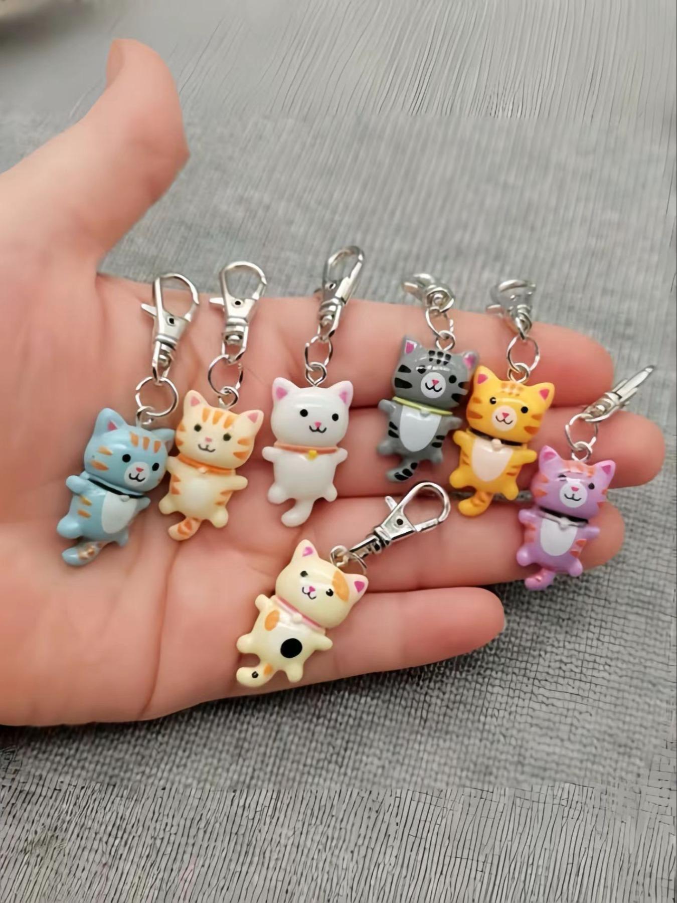 Cute Cat Design Keychain, Cartoon Animal Decor Keychain for Women & Men, Fashion Accessories for Bag & Car Key Decoration, Keychain Set