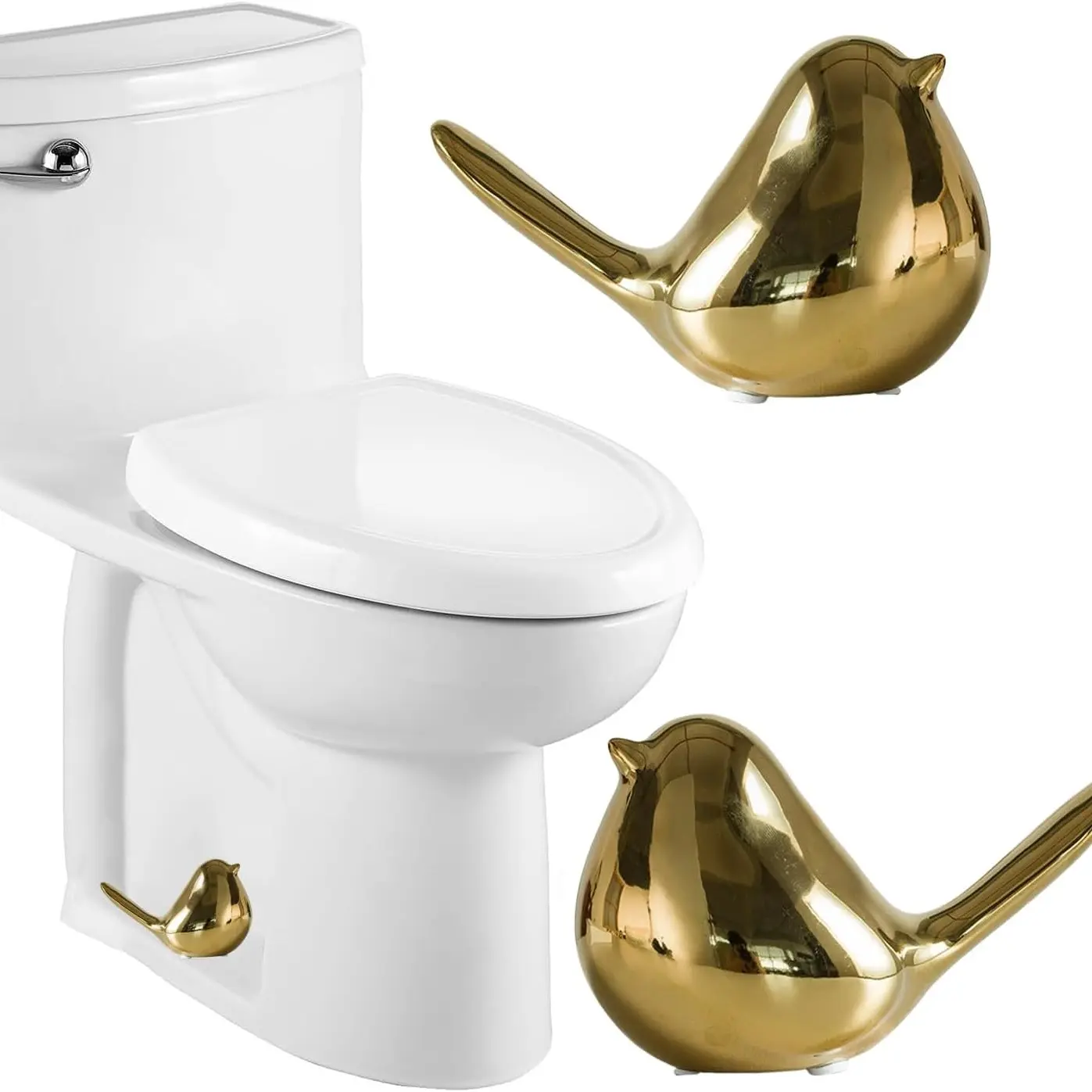 2 Ceramic Bird Toilet Bolt Covers, Decorative Toilet Bolt Caps, Bathroom Accessories, Easy Installation