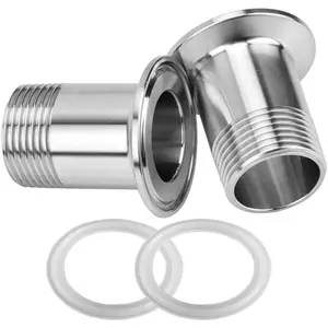 Stainless Steel Sanitary Pipe Fitting, 1" NPT Male to 1.5" Tri Clamp 50.5mm Ferrule, Home Brew Adapter Connector (Pack of 2)