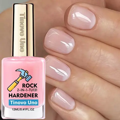 Tinovo Uno Clear Pink Hardener 12 mL—air-drying, keratin formula. 2-in-1 Nail Strengthener TU131, enhances nail shine, suitable for uneven nails, nail care product, strengthens nails, Nail Care Liquid, Nail Enhancer, Nail Care Solution