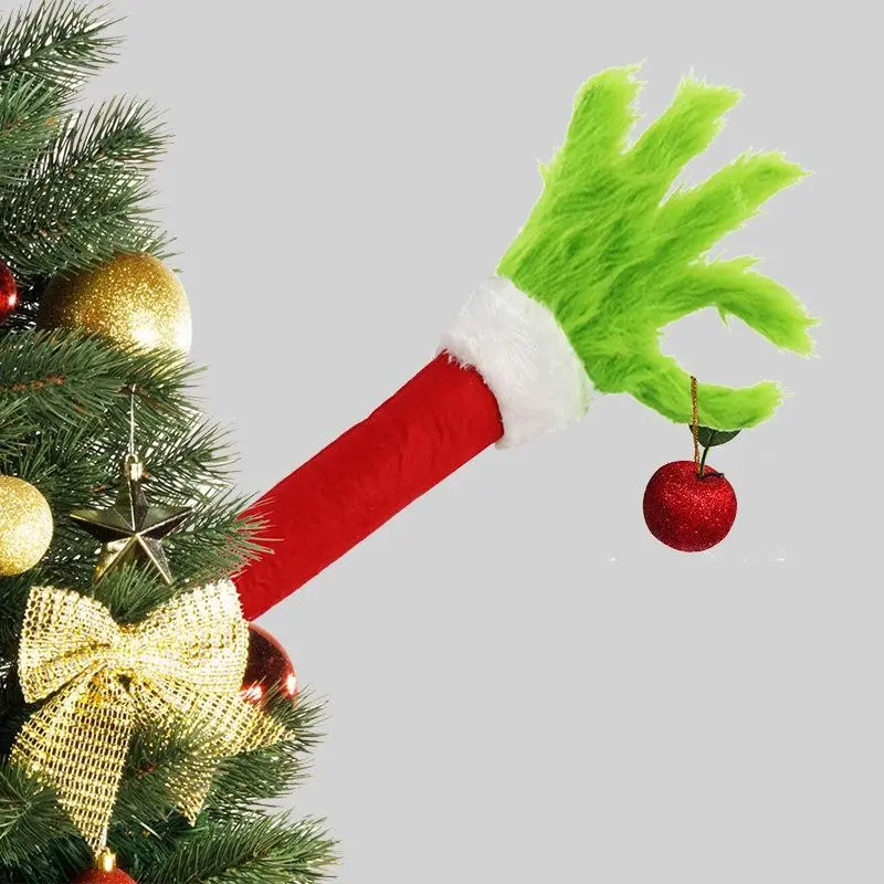 Christmas Tree Grinch Arm Ornament, Festive Decoration with Fruit, Fun Christmas Hanging Decor, Holiday Atmosphere Enhancer, Decorative Ornament