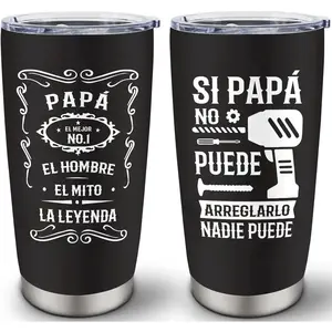 Gift for Father, dad 20oz Spanish Papa Stainless Steel Insulated Tumbler Travel Coffee Mug for Car Office Home Outdoor, Gifts for Men, Funny Dad Gifts from Daughter Son, Regalo para Papá,Father's Day Birthday Christmas Grandpa Gift