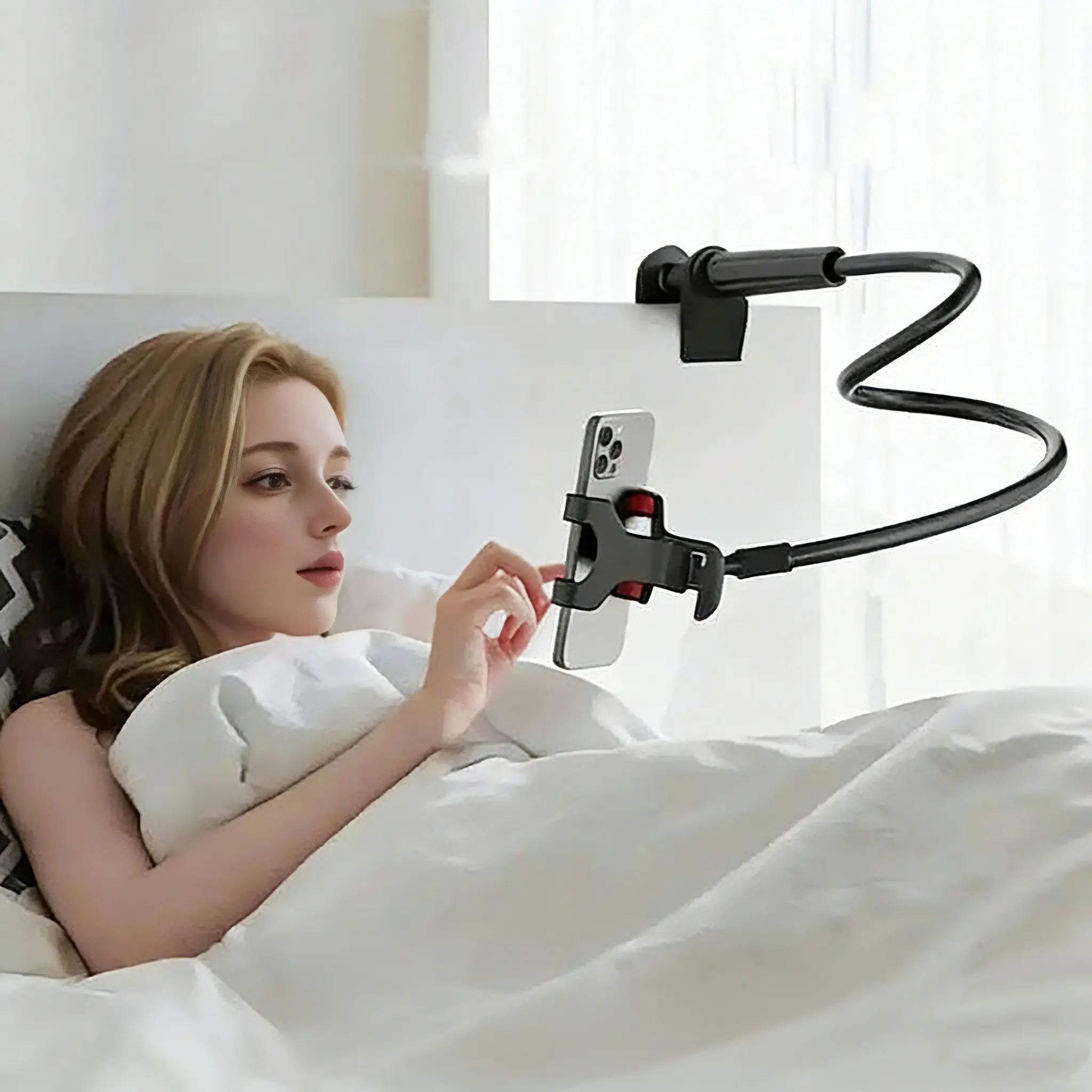 360-Degree Rotating Phone Holder, Flexible Soft Tube Stand, Adjustable Angle, Universal Desktop Bed Head Mount, 70cm Length, Perfect Gift