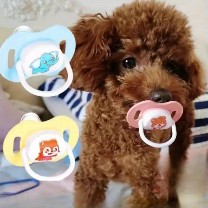 3-Piece Silicone Puppy Pacifier for Sleeping and Teething - Food Grade, Chewable Teethers Toy Set for Schnauzers and Small Dogs