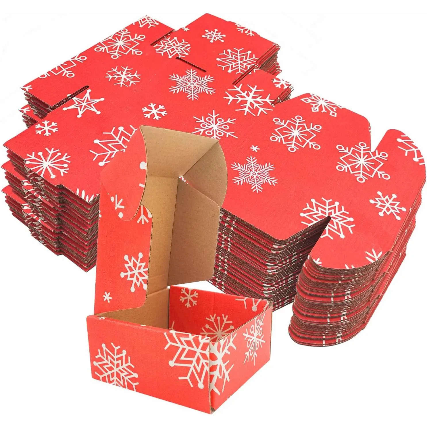 4x4x2 Inch Small Recyclable Cardboard Mailer Boxes for Retailers - Red and White, Side Print, Shipping, Craft Gift Packaging (Office Stationery & Supplies), Small Box, Modern