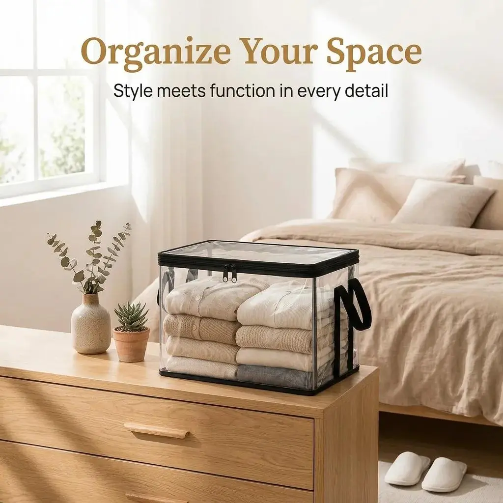 PVC Clear Organizer Box with Lid – Durable Storage Solution for Closet, Garage, Pantry & More Transparent Gift