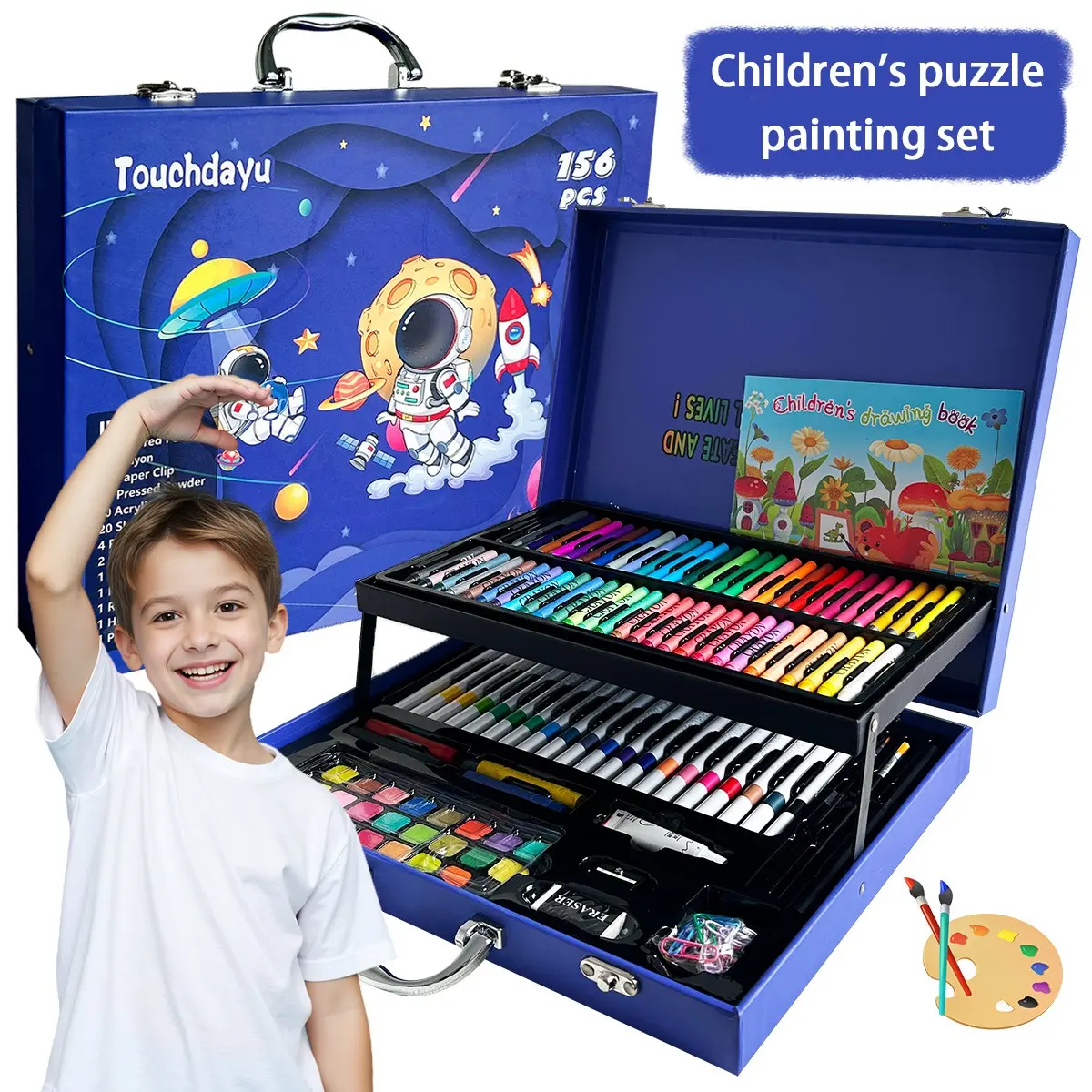 Teeny Baby 156pcs Super Large Art Set, Colorful Multipurpose Art Supplies for Kids, Creative Art Kit, Perfect Gift, Arts and Crafts Supplies