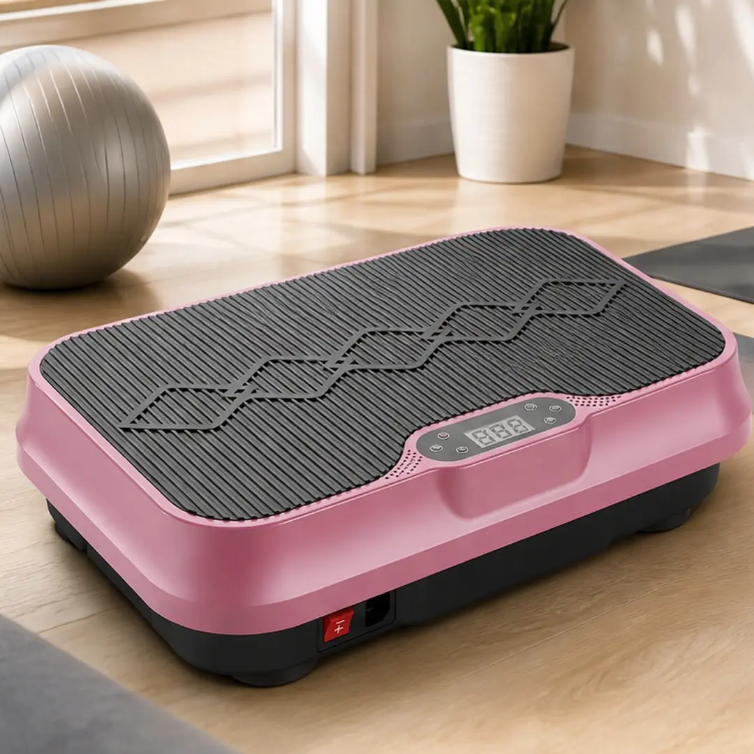 ARCH Vibration Plate Exercise Machine - Work Out Equipment, Complete Workout Kit, Compact Quiet Motor, Adjustable Speeds, LCD Display, Remote Control, Resistance Band Attachment Vibration Trainers, Anti-Slip ABS Rubber Steel, Rose Red Home Gym Gear, Home,
