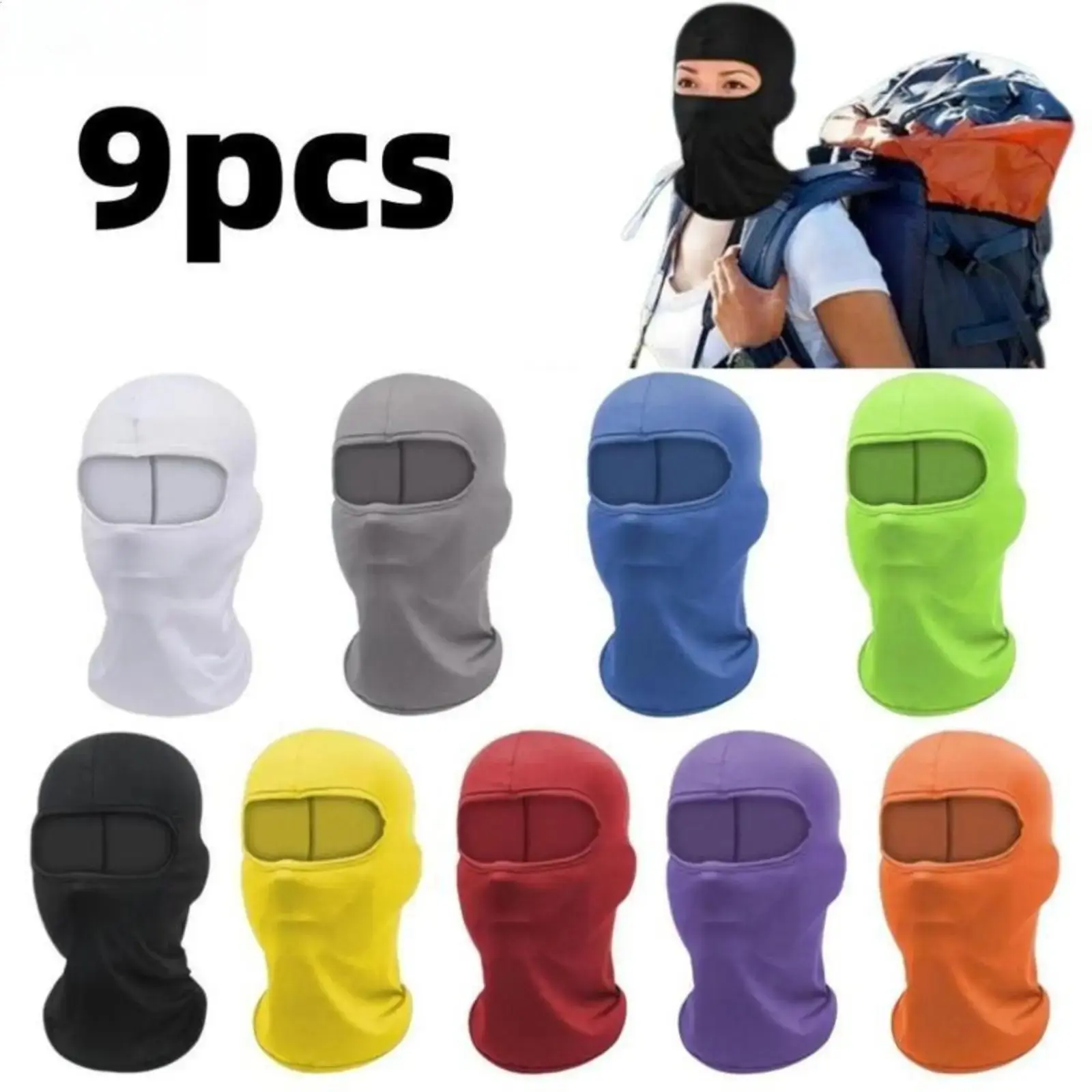 6/9-Pack 15.7in Sun Protection Face Masks – Windproof Neck Gaiters, UV Protective Full Face Coverings, Motorcycle Helmet Liners for Outdoor Sports, Travel & Makeup-Friendly Use