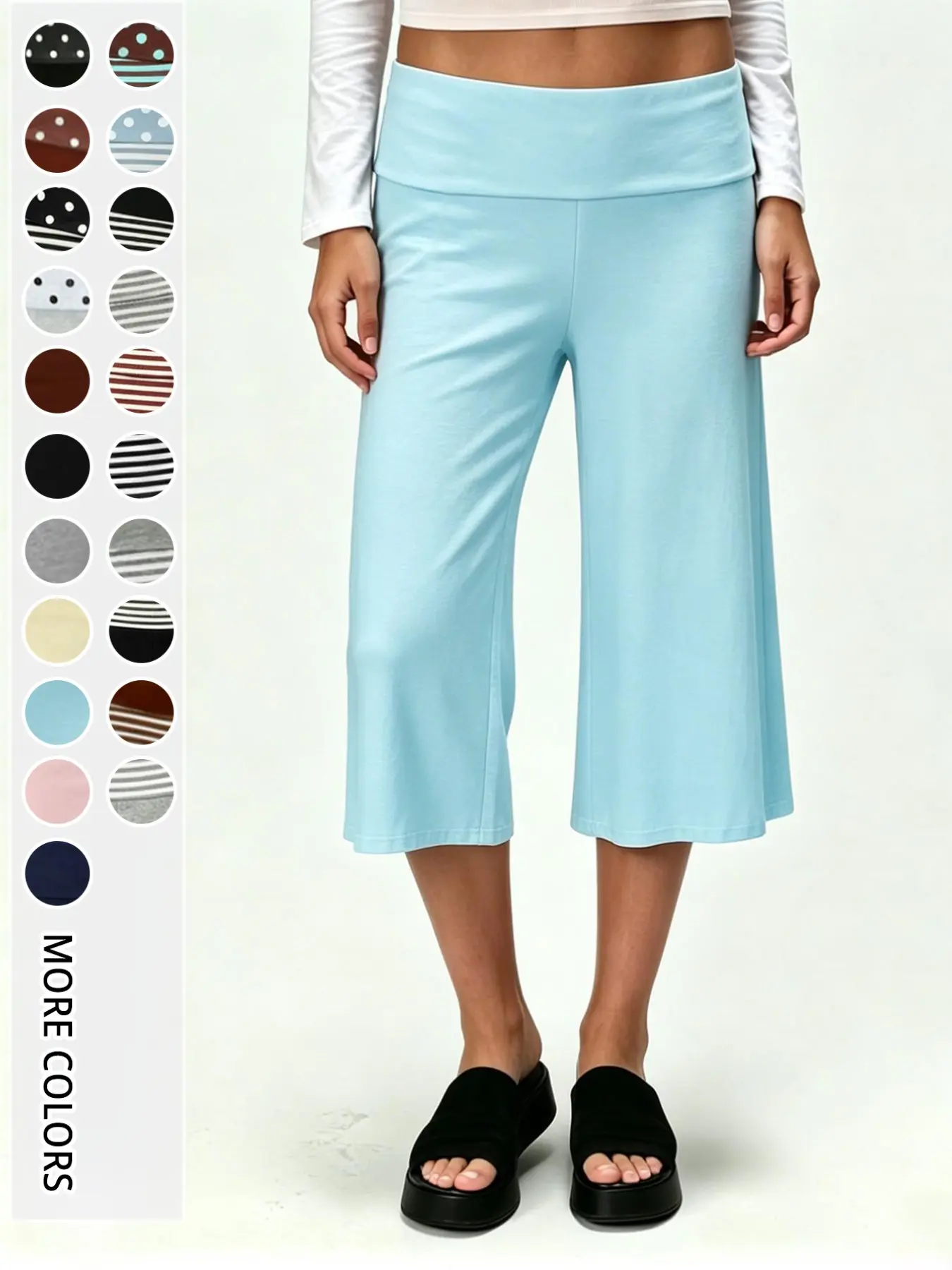 Women's High Waist Wide Leg Pants Bottoms, Chic Vintage Elegant Casual Style Seven-Point Commuter Trousers, Slimming Drape Fit, Comfortable Office Wear