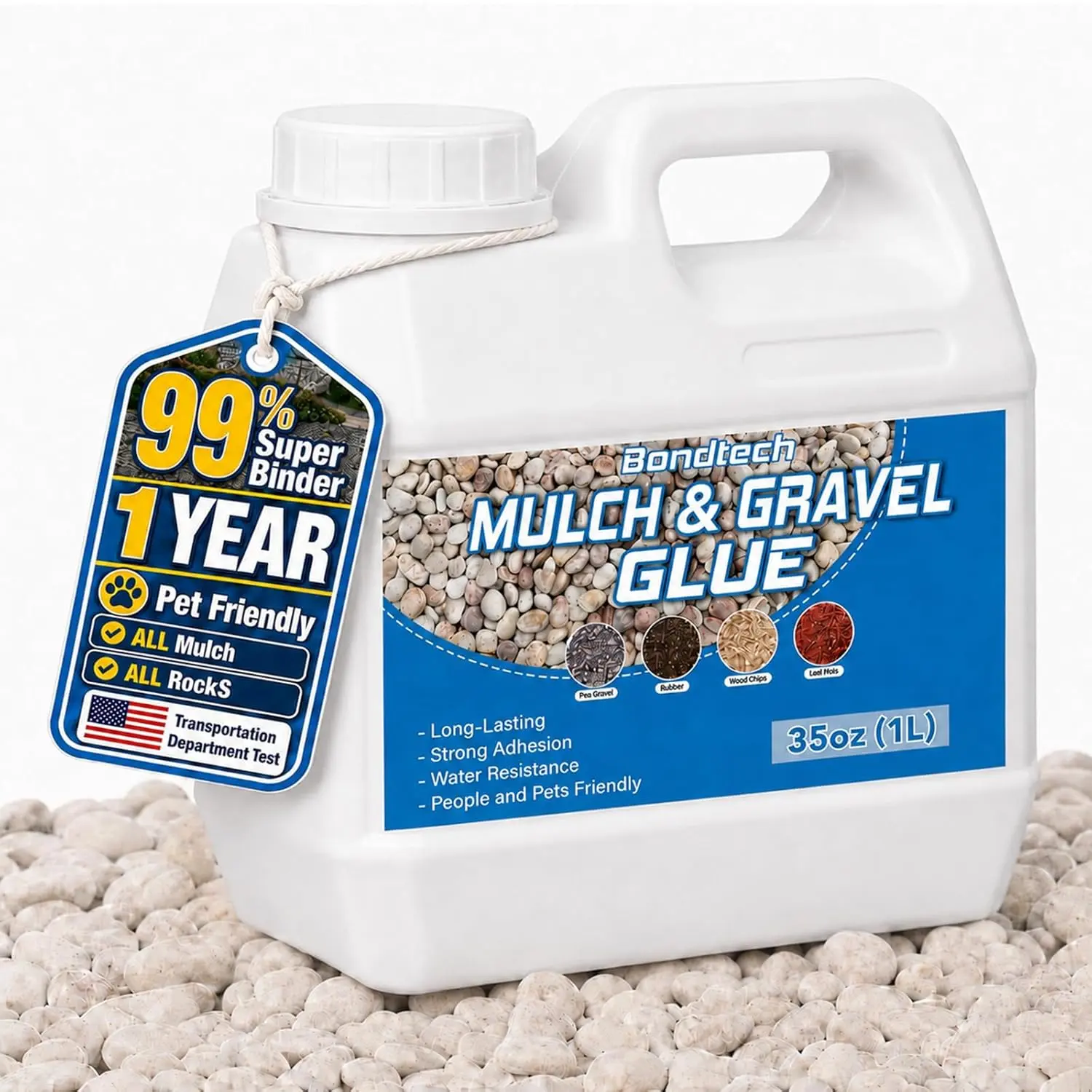 Mulch and Gravel Glue for Landscaping, Concentrated Rock  Glue, Pea Gravel, Pebble, Rubber Mulch, Paths & Patios, Pine Straw for Outdoor (35oz)