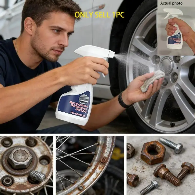 120ML Rust Remover Spray Cleaner, Concentrated Dissolver Spray, Powerful Metal Rust Removal, Ideal for Household, Bathroom, Kitchen, Garage