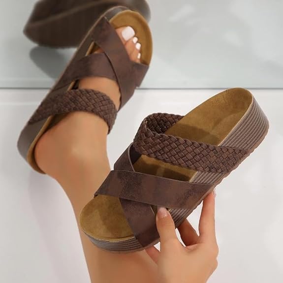 Women's Non Slip Arch Support Double Strap Platform Sandals  Comfort House Slippers Breathable Lightweight Walking Shoes Chunky Sole Summer Beach Slides SpringStatements