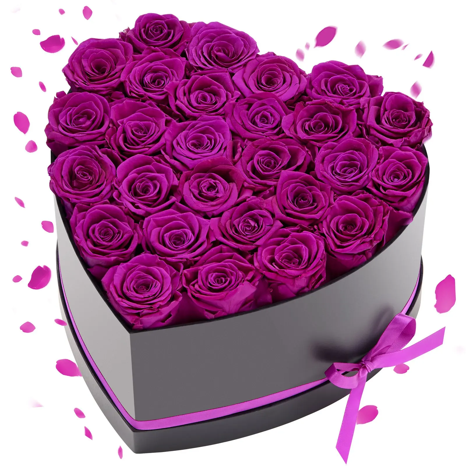 【DealsForYouDays】VEVOR Forever Flowers, 27 Preserved Roses in Heart Shape Box, Eternal Flowers Immortal Bouquet Birthday Present for Women Her Wife Mothers, Anniversary, Valentine's Day, Christmas, Purple