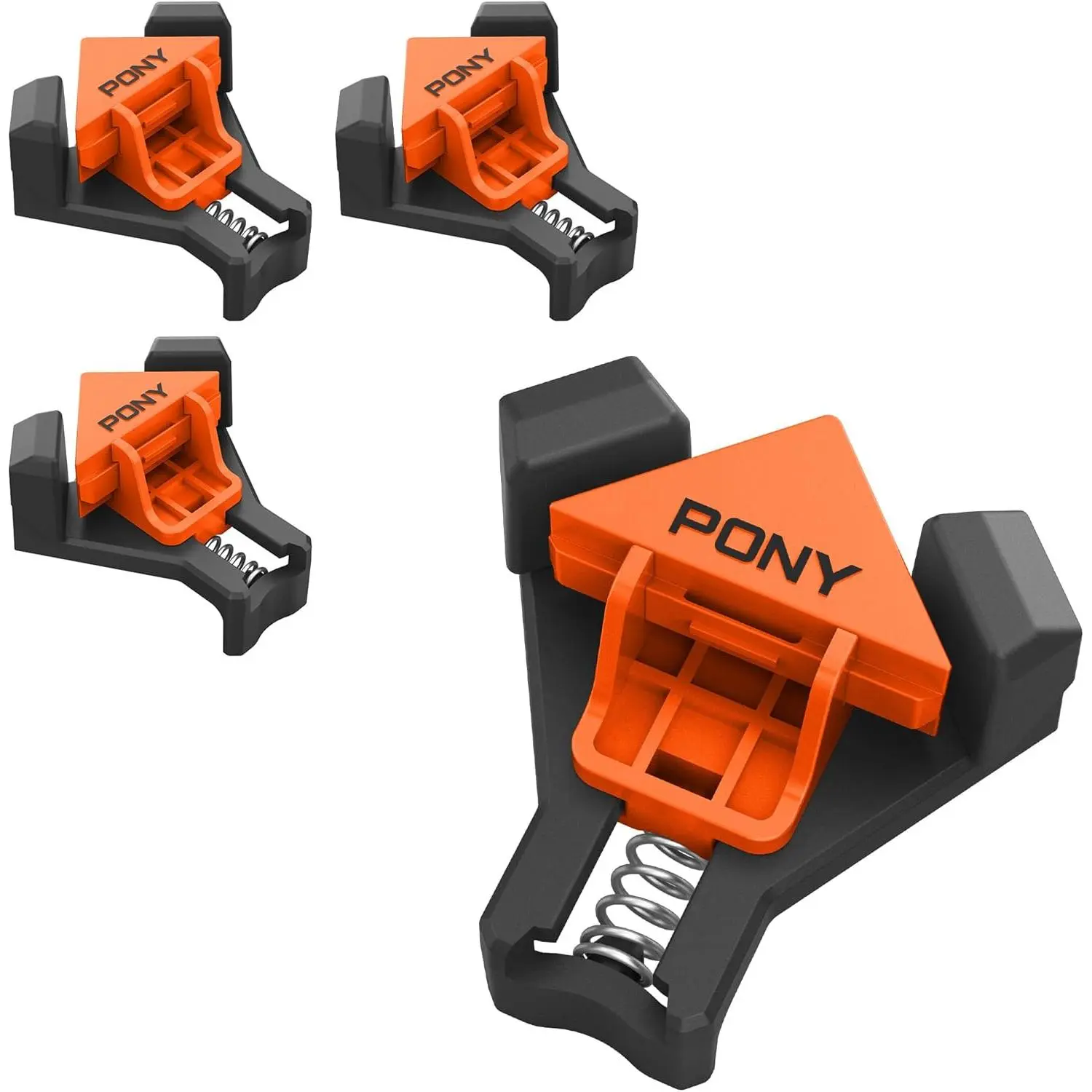 PONY 4-Pack Corner Clamp for Woodworking, 90 Degree Angle Clamp, Light-Duty Single Handle Wood Clamps, Woodworking Clamp, Frame Cabinet Wood Accessories