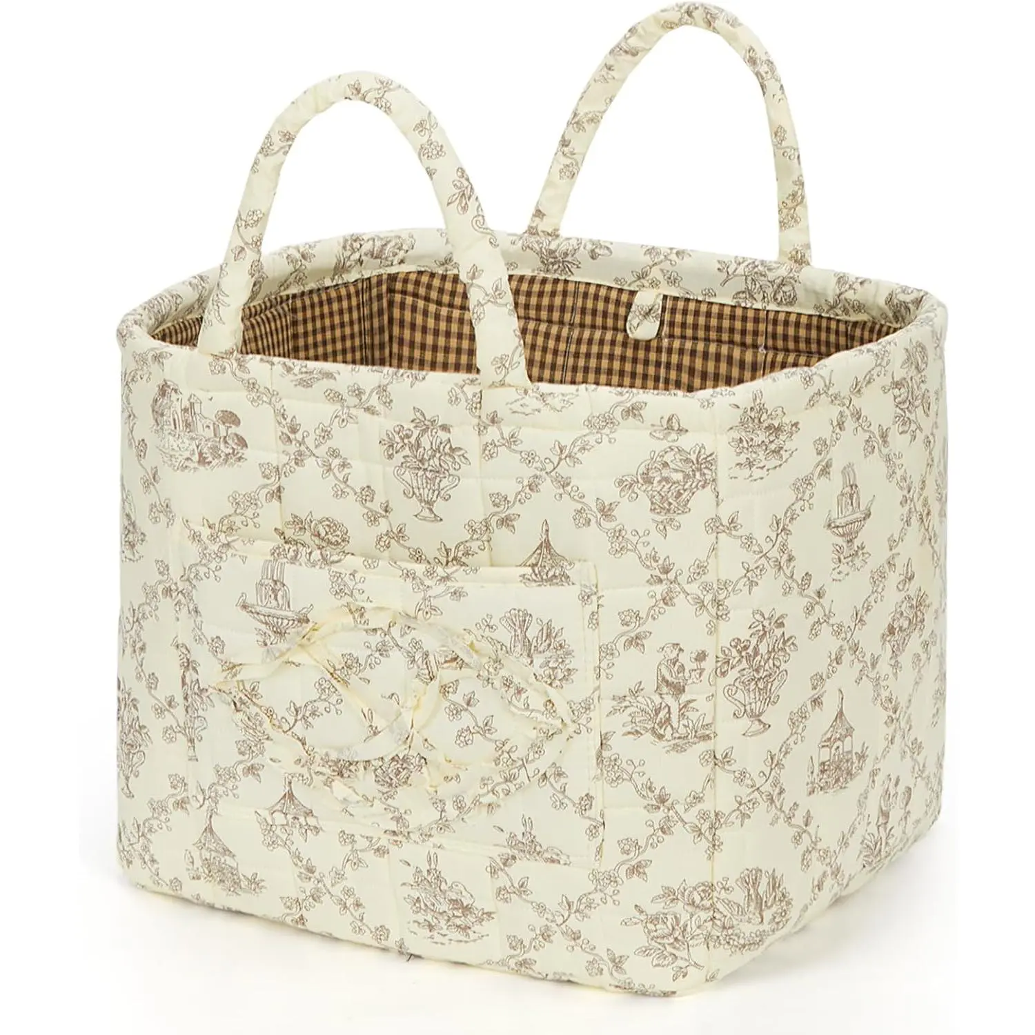 Floral Fabric Storage Basket  Interior Storage Basket Underwear Sundries Laundry Baskets Supplies  Organizer Bag (blue 2)
