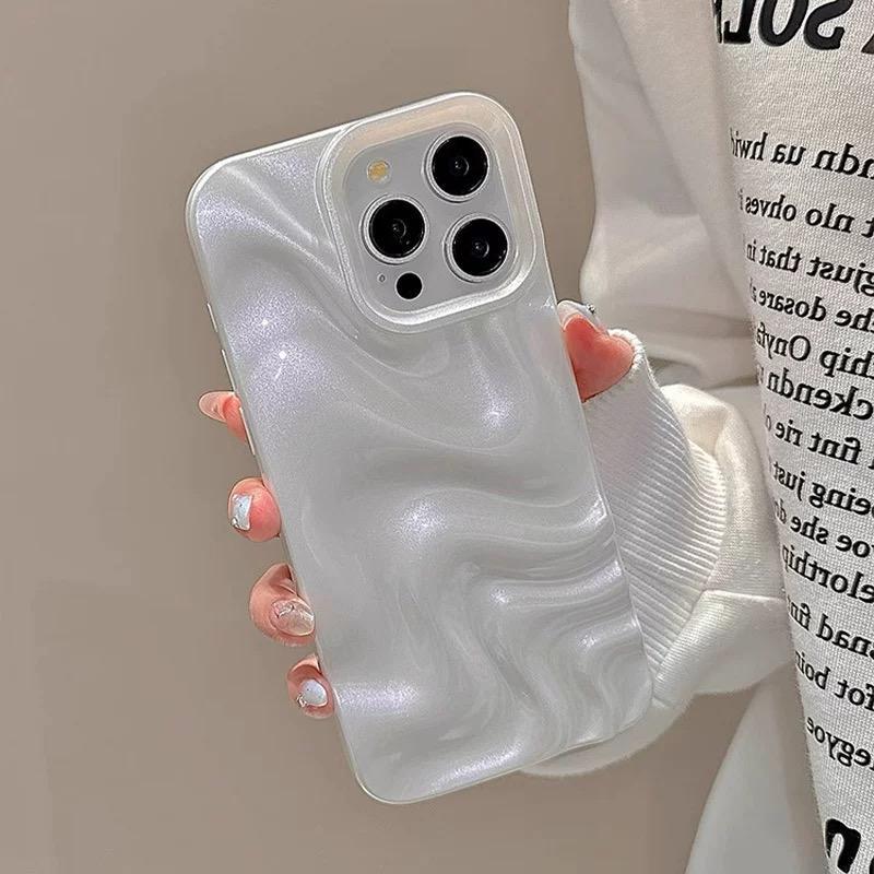 Marble Pattern Wave Smartphone Casing, Aesthetic Shockproof Protection Phone Protector Cover, Cellphone Accessory Compatible with iPhone 17 Pro Max/17 Air/16 Pro Max/16/16 Pro/16 Plus/15/15 Pro Max/15 Pro, Shockproof Protective Casing