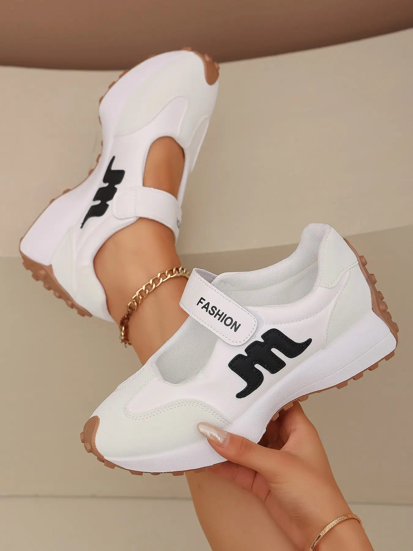 Women's Comfortable Lace-Up Sports Shoes, Lightweight Multi-Functional Casual Shoes, All-Season Wear, Anti-Slip Rubber Sole, Fashion Sneaker