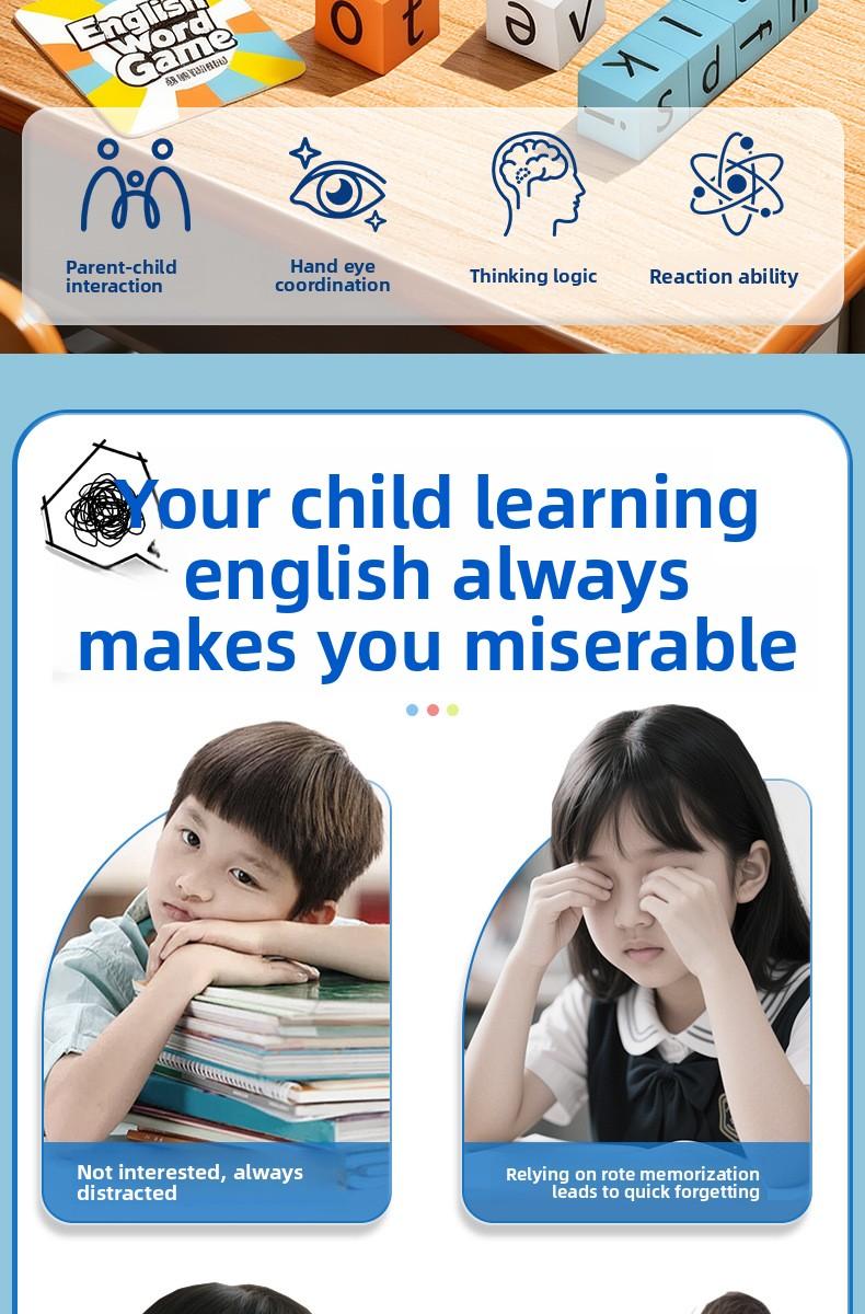 Children's English spelling contests, early education alphabet blocks, learning aids, English board games and toys